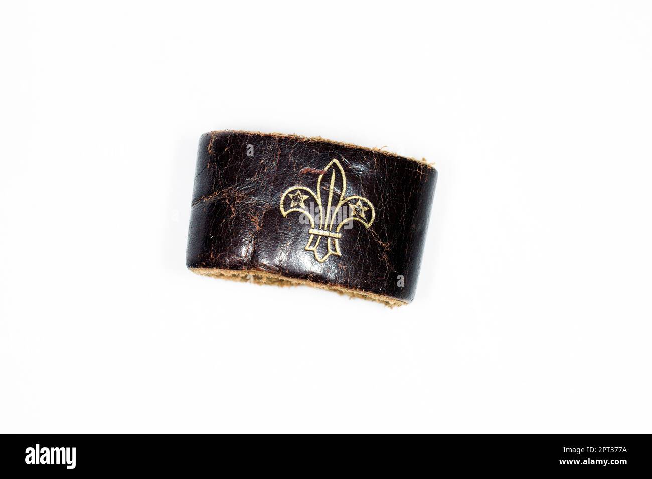 Old leather scouts woggle. Stock Photo