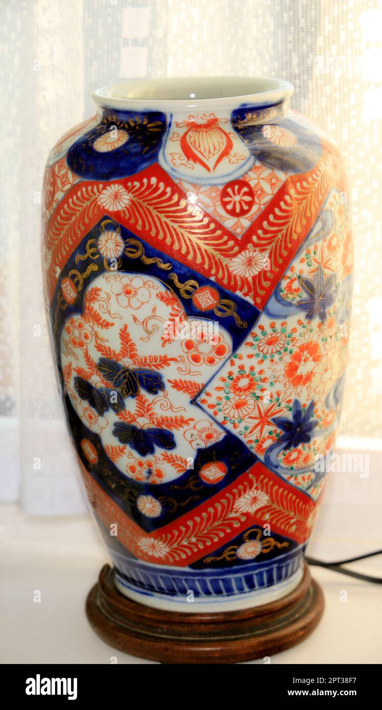 Brightly patterned vase. Stock Photo