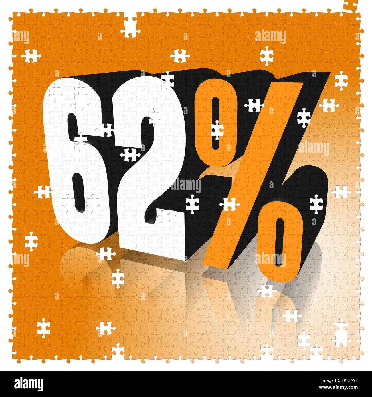 62%, 62 percent as a 3D illustration, 3D rendering Stock Photo - Alamy