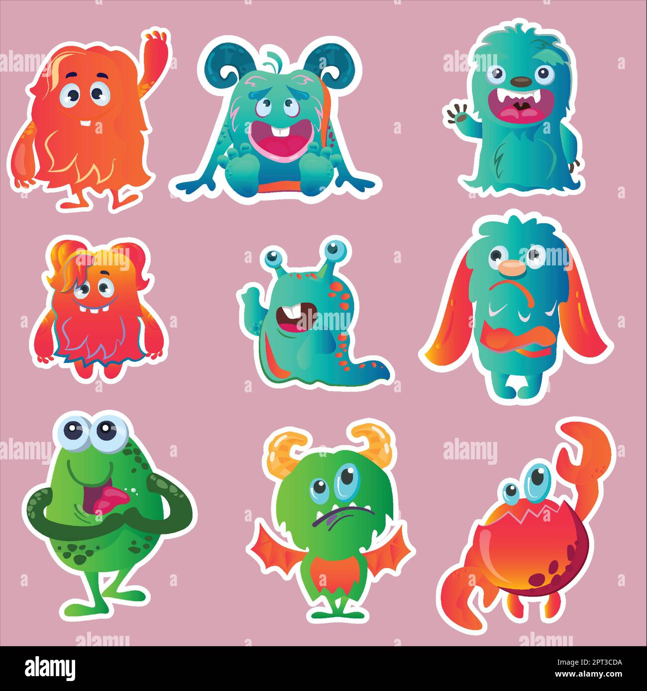 Vector cartoon funny monsters stickers collection Stock Vector Image ...