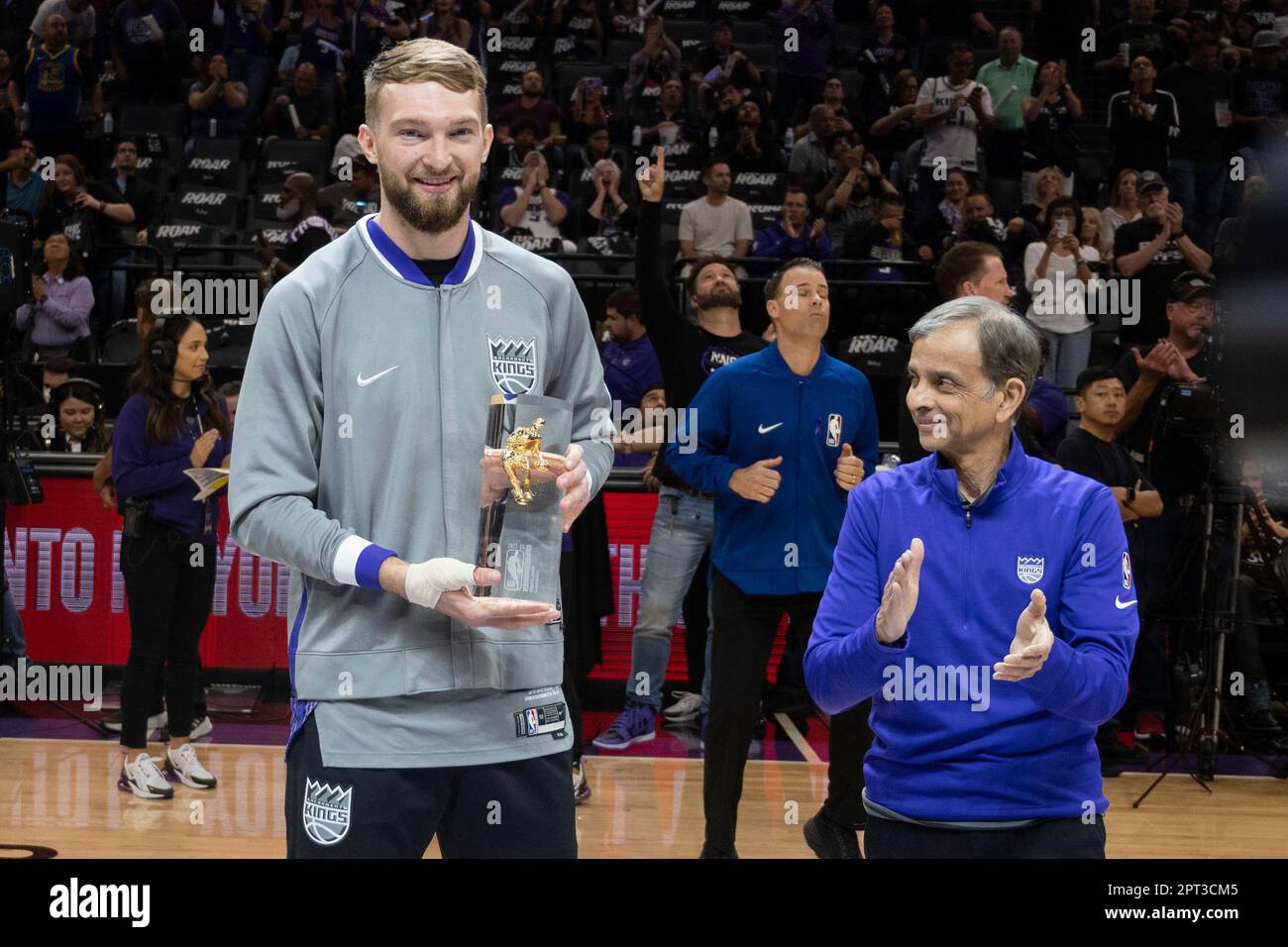 Sacramento Kings forward Domantas Sabonis, with team owner Vivek