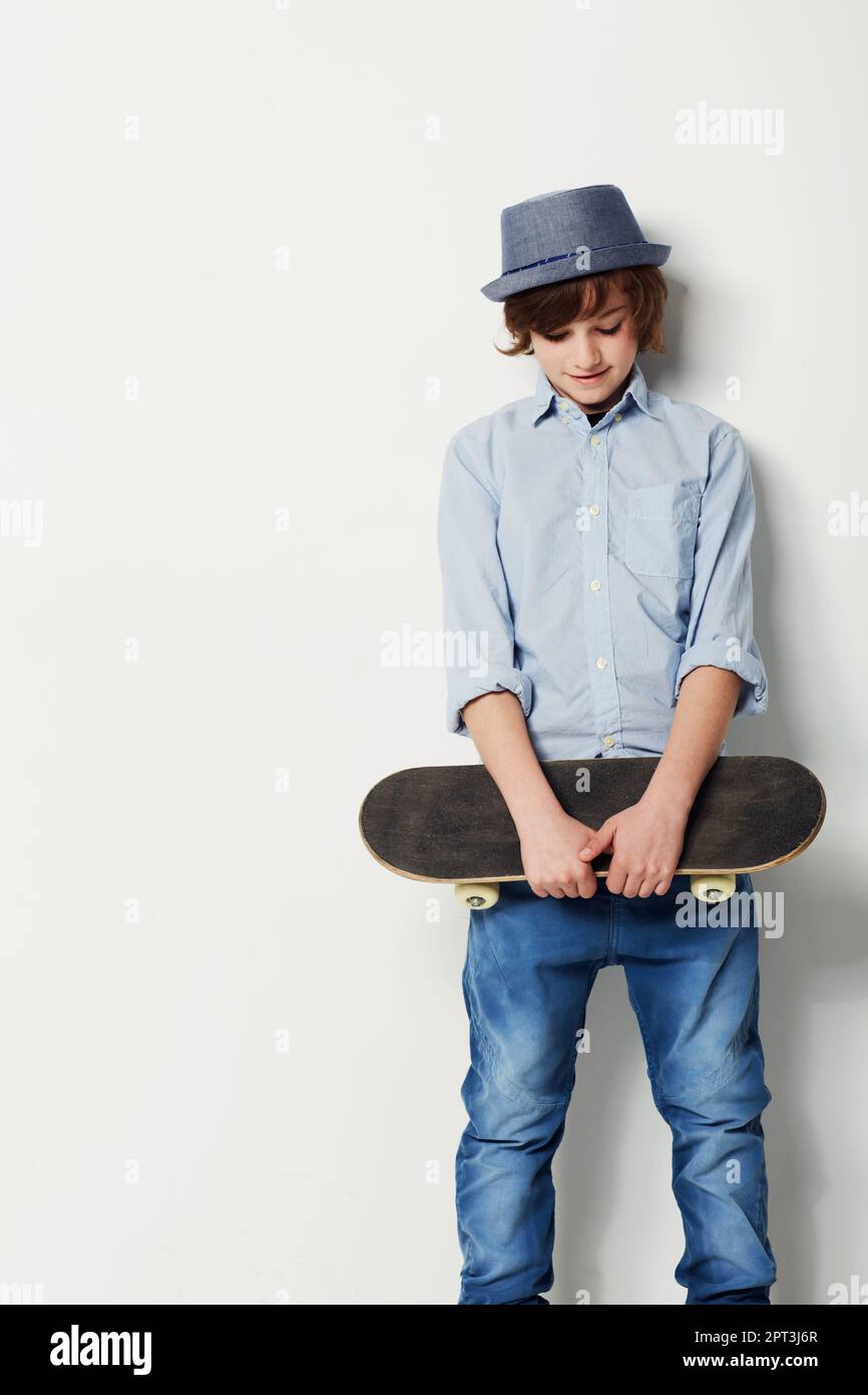 Ready to go charm the girls with his style. Cute preteen boy