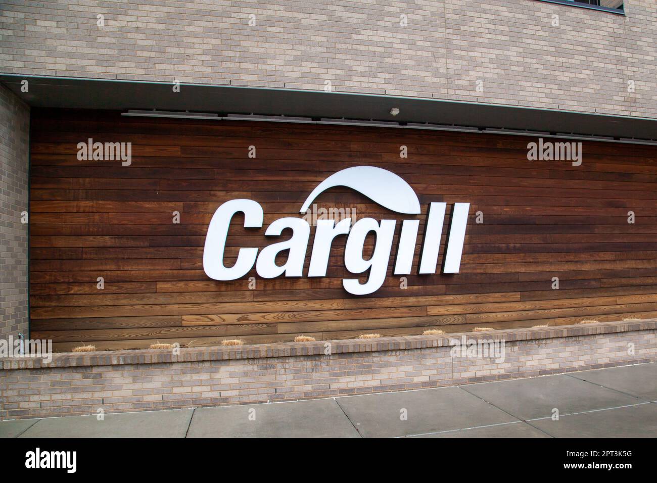 Wichita, Kansas, USA March 22, 2022 Close up of Cargill sign at