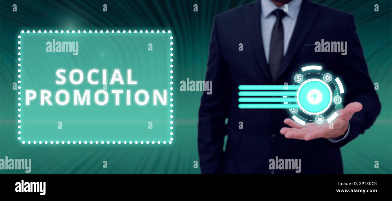Conceptual caption Social Promotion, Word Written on evaluate the functionality of a software application Stock Photo