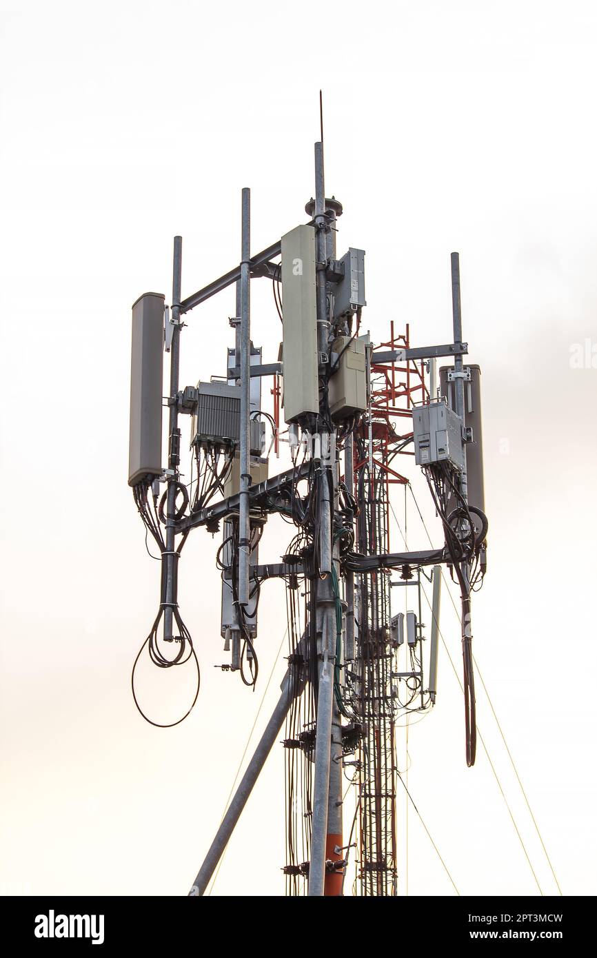 Panel Antenna installed on steel posts On highrise buildings in the city Stock Photo Alamy
