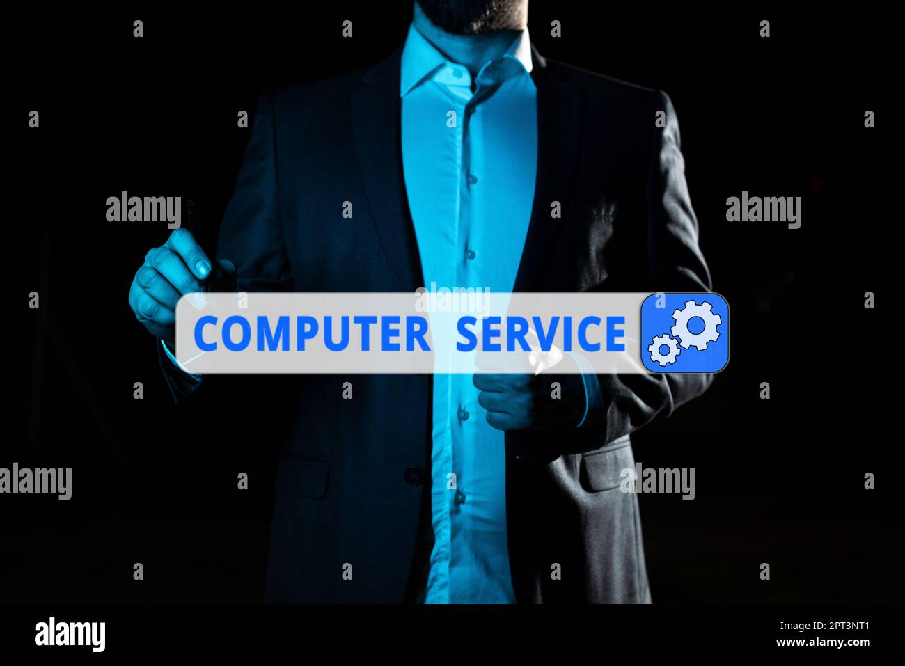 Sign displaying Computer Service, Business showcase process of ...