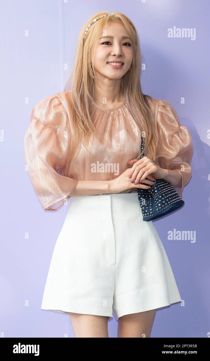 Seoul, South Korea. 27th Apr, 2023. South Korean singer Sandara Park, former member of girl group 2NE1, attends the photocall for the OBZEE Stunning Ever photocall event in Seoul, South Korea on April 27, 2023. (Photo by: Lee Young-ho/Sipa USA) Credit: Sipa USA/Alamy Live News Stock Photo