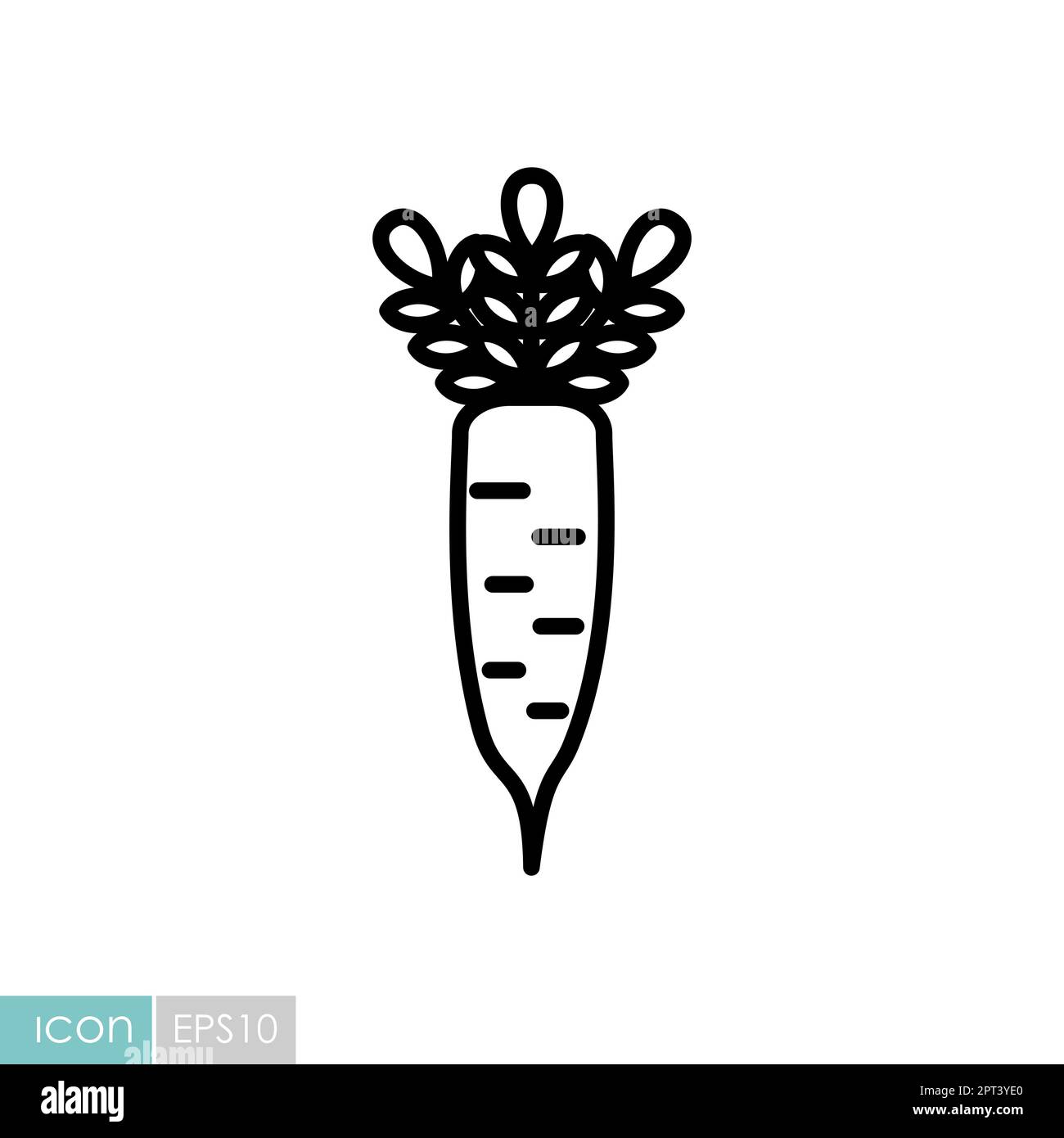 Japanese daikon radish with leaf isolated vector icon. Vegetable sign ...