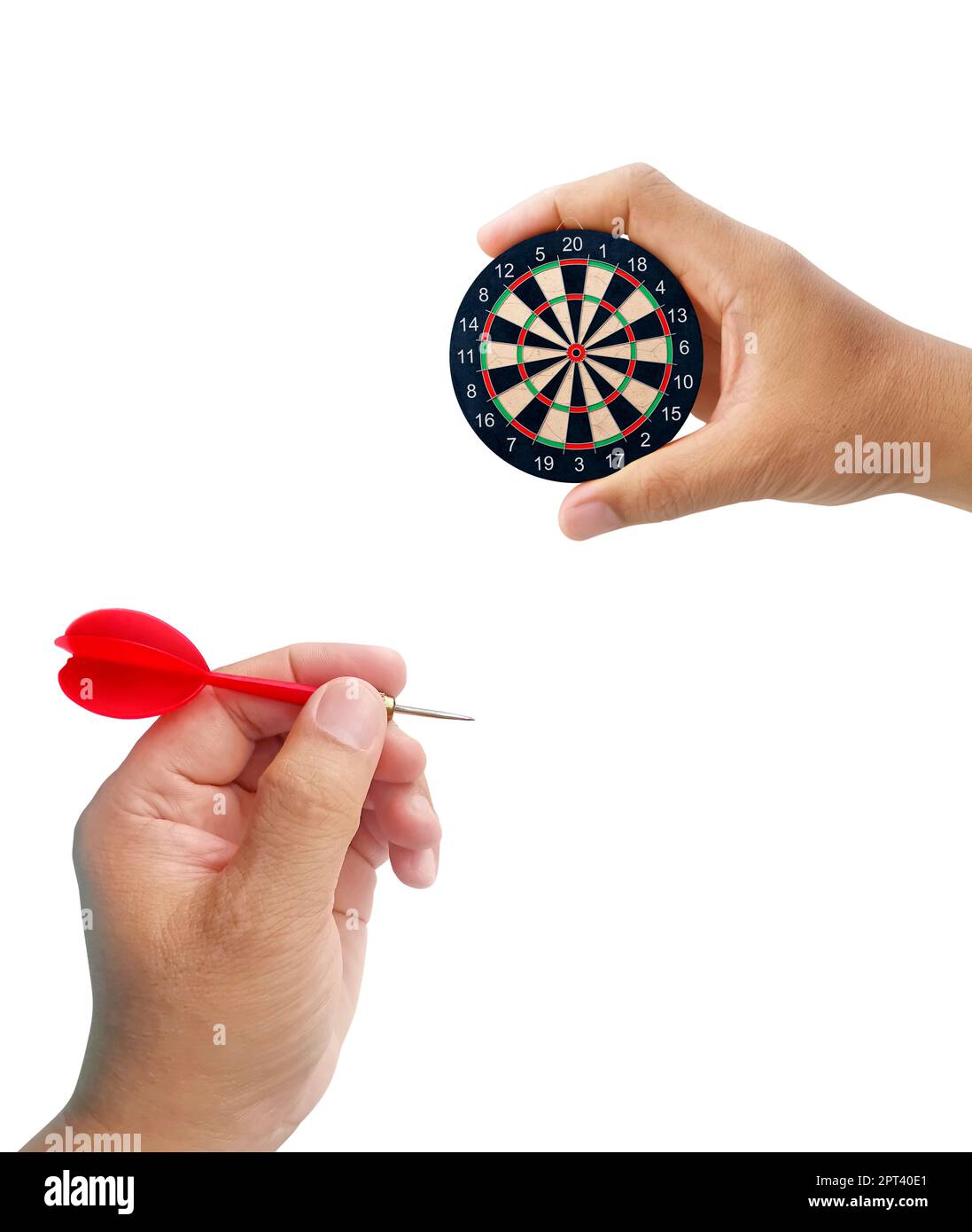 Human hand throwing darts, Male hand target holding a dart board. Idea