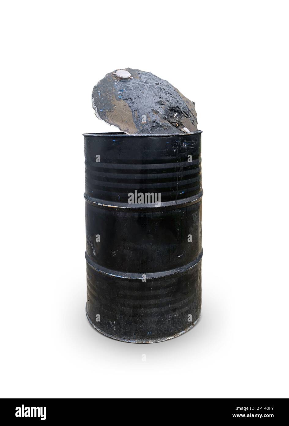 Old steel drum isolated on white background Stock Photo Alamy