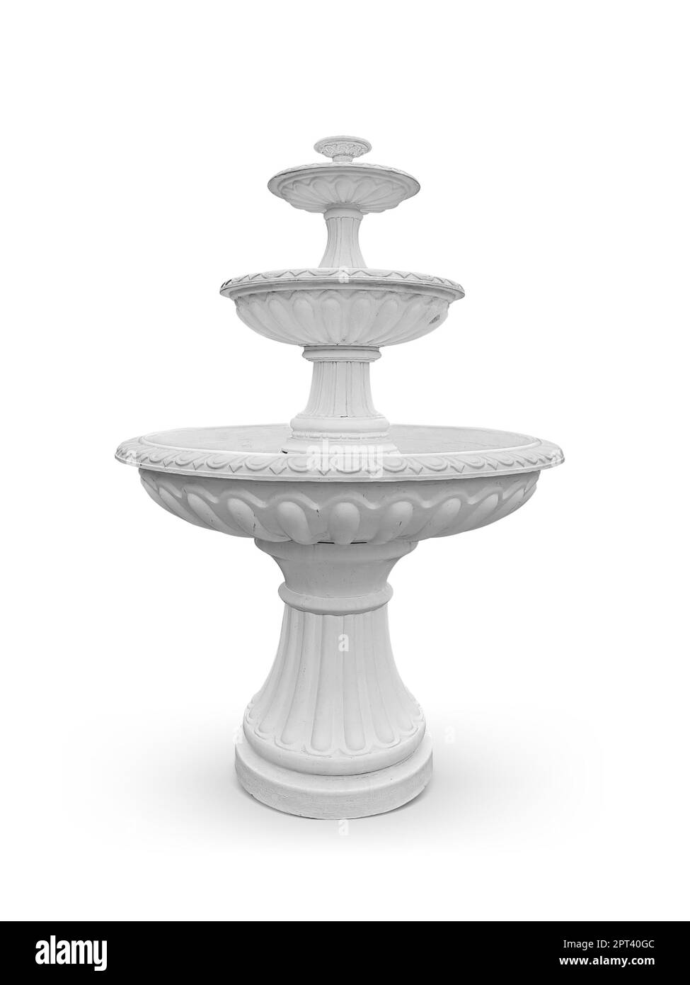 Vintage courtyard fountain isolated on white with clipping path Stock Photo