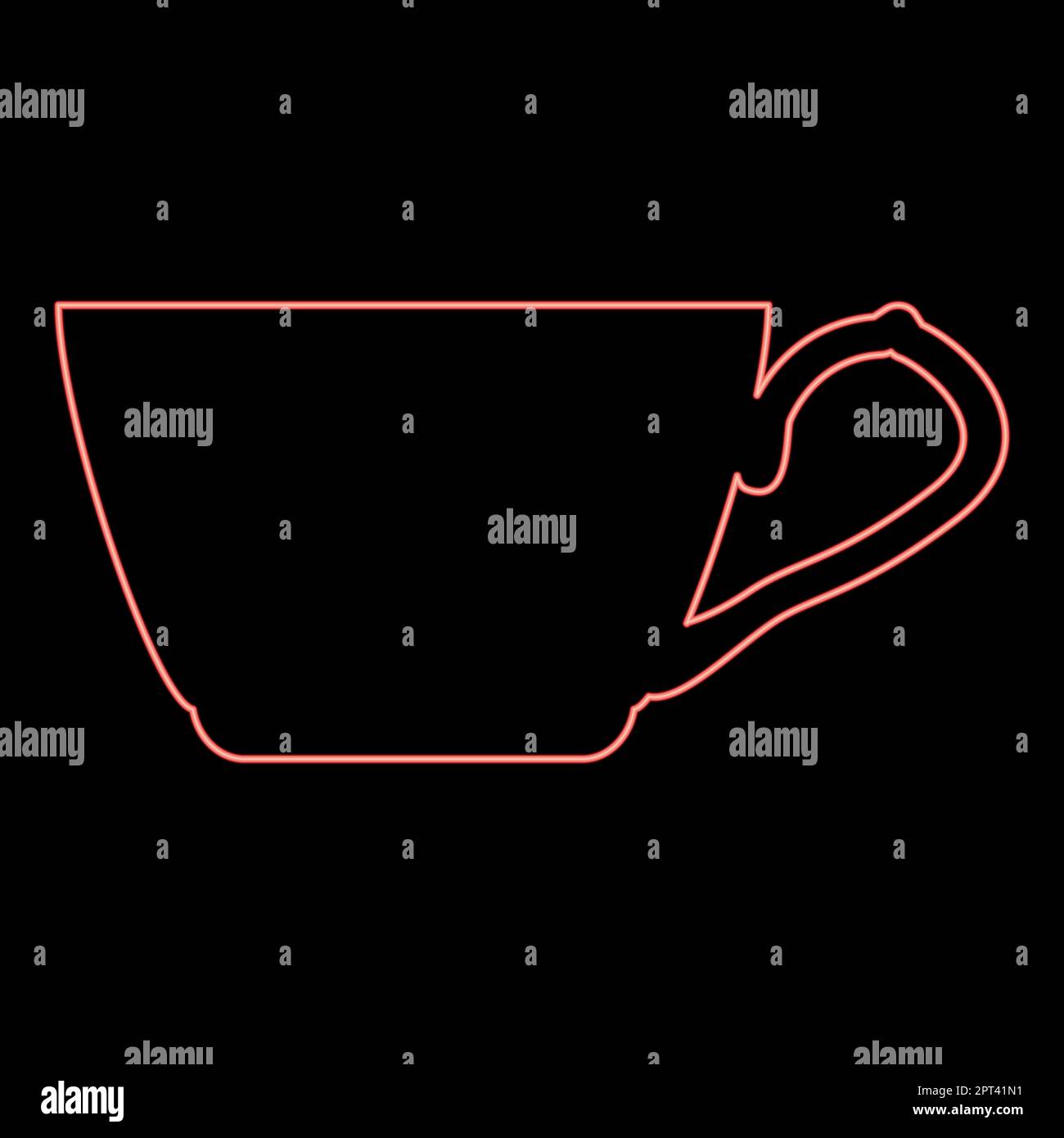 Neon tea cup red color vector illustration image flat style Stock ...