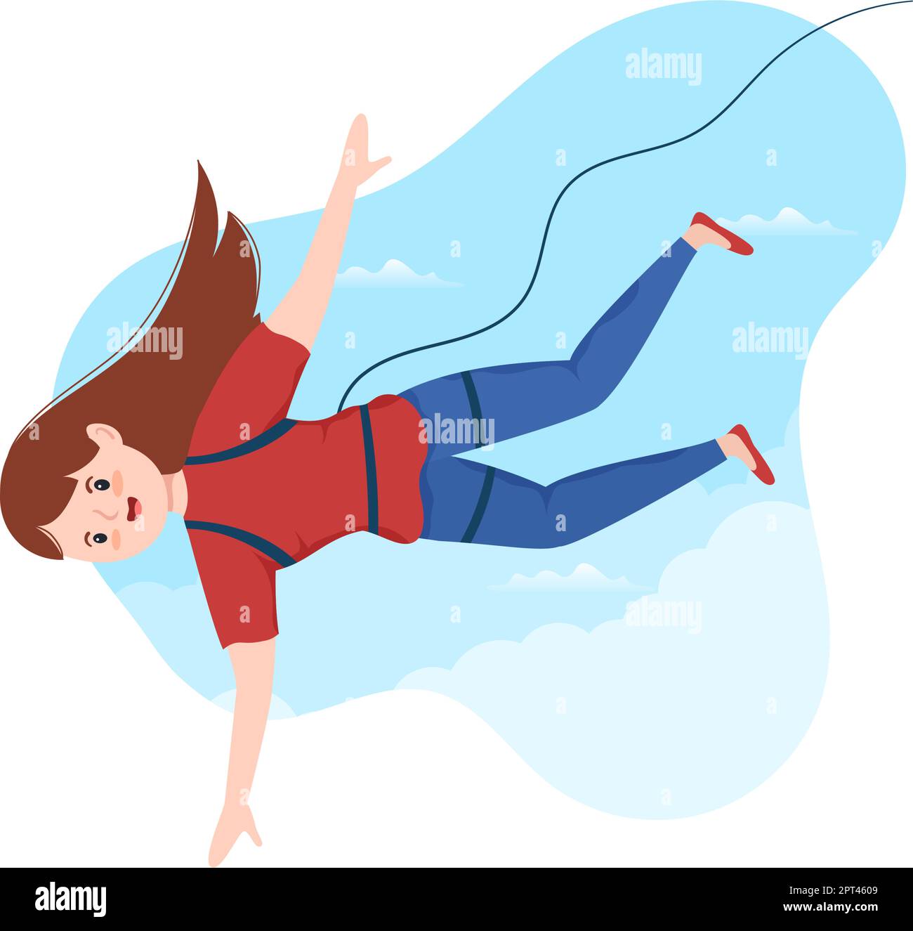 Bungee Jumping Illustration with a Person Wearing an Elastic Rope