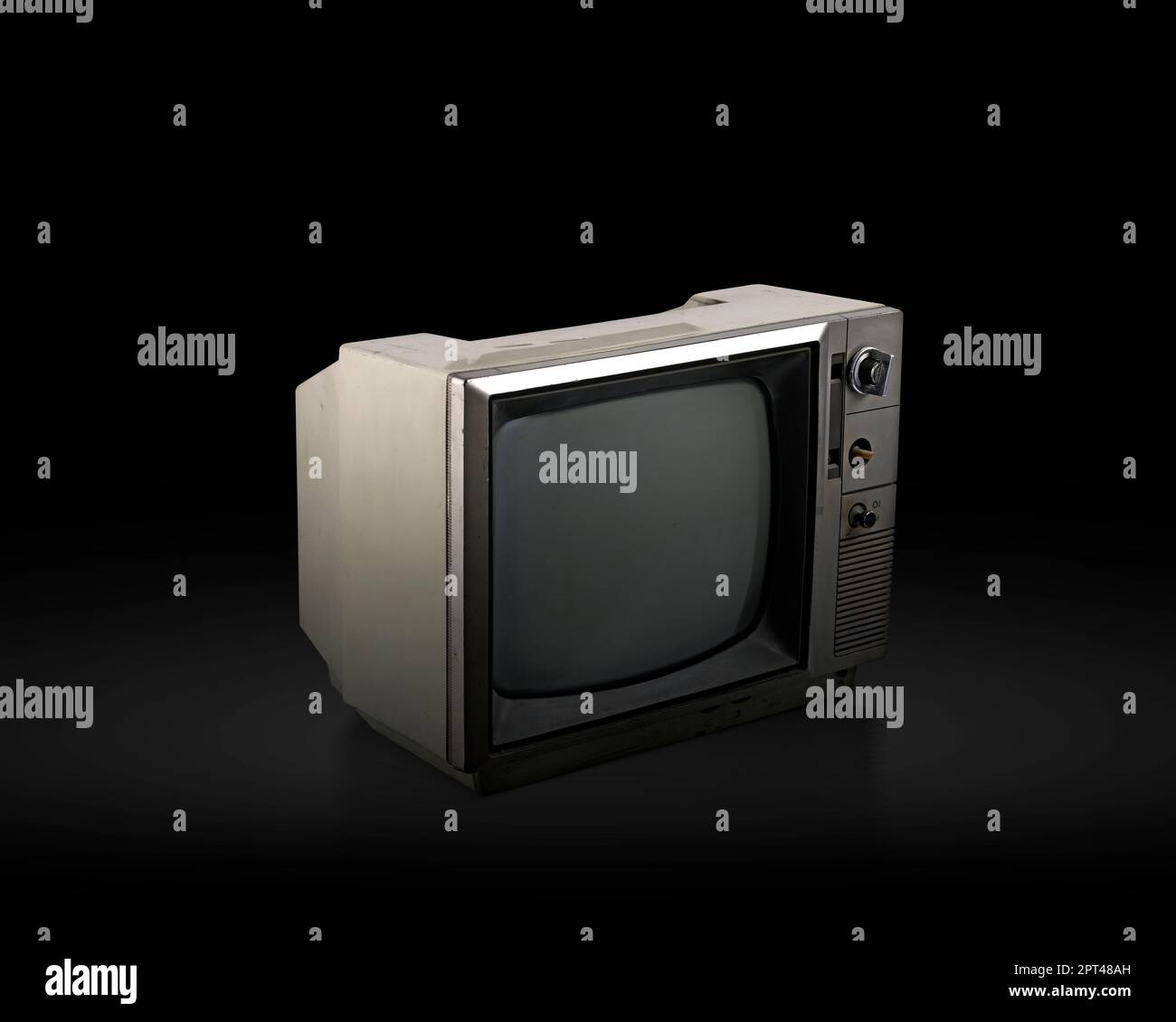 retro old television on black background Stock Photo