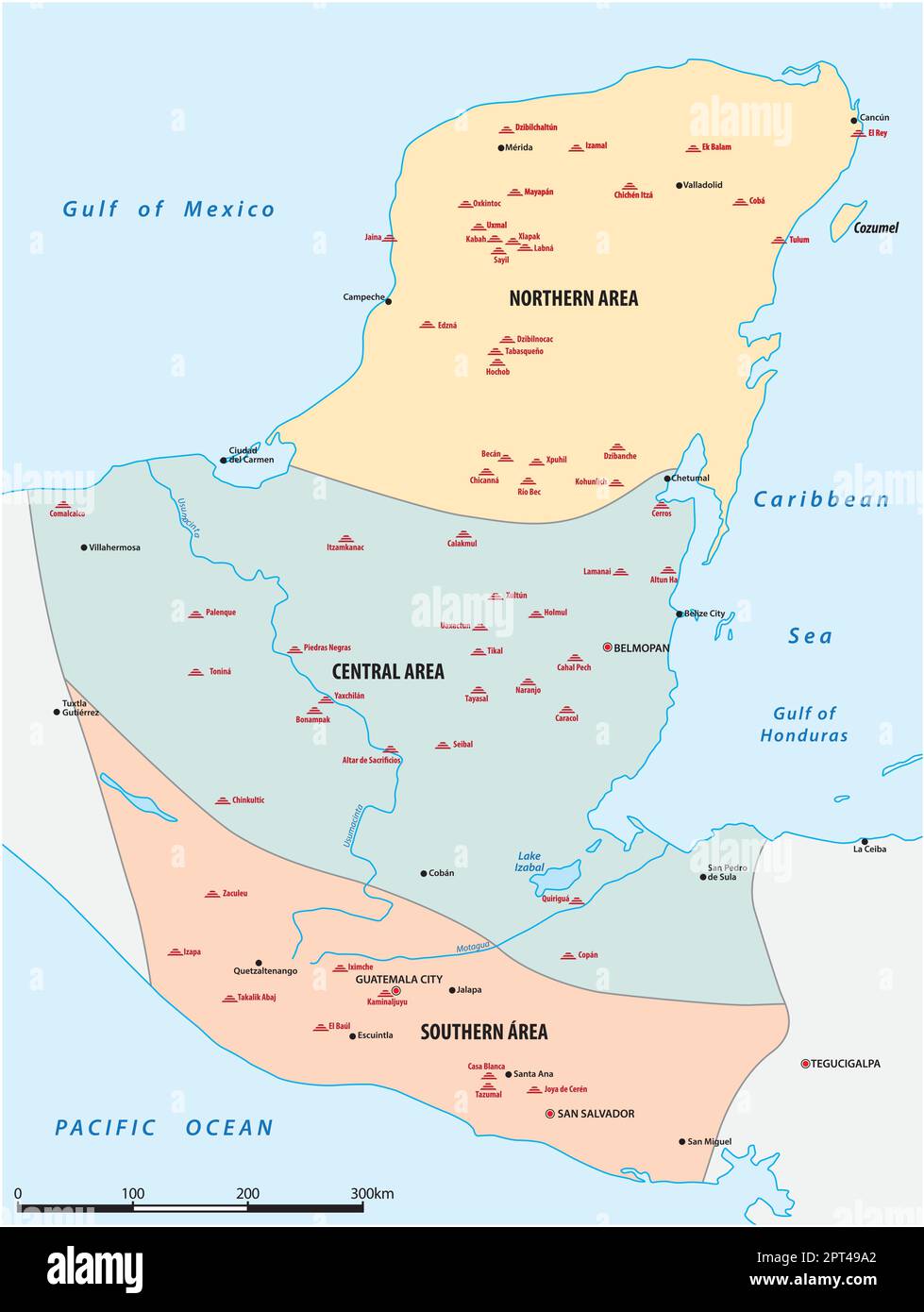 Map of the historical settlement - Map Of The Historical Settlement Area Of The Maya Central America 2PT49A2