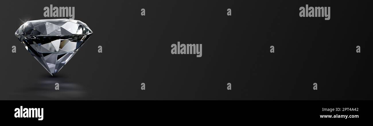 Round cut diamond on black background, wide image Stock Photo - Alamy