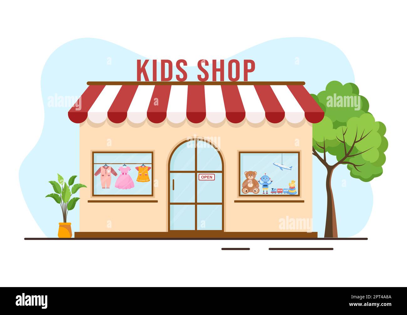 Kids. Shop Graphics Kids Shop Building Template Hand Drawn Cartoon Flat Style Illustration ...