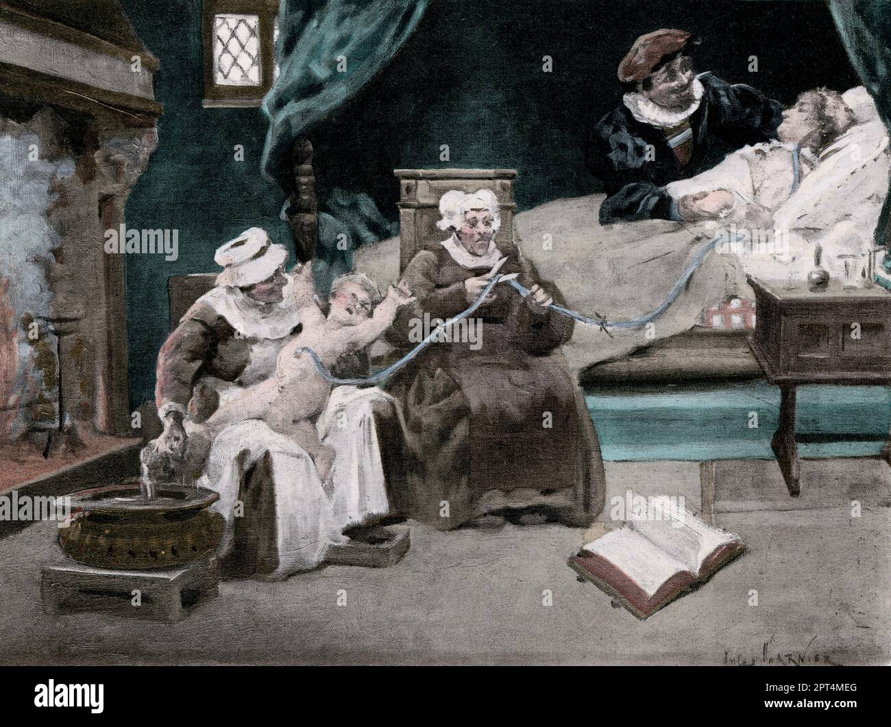 scene from the works of Rabelais. How Gargantua was born in a strange