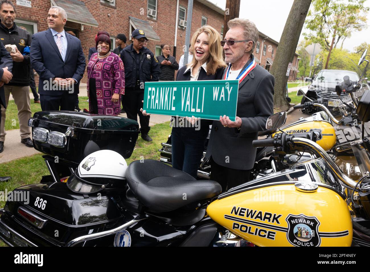 Newark, New Jersey, USA. 27th Apr, 2023. JACKIE JACBOS, left, appears