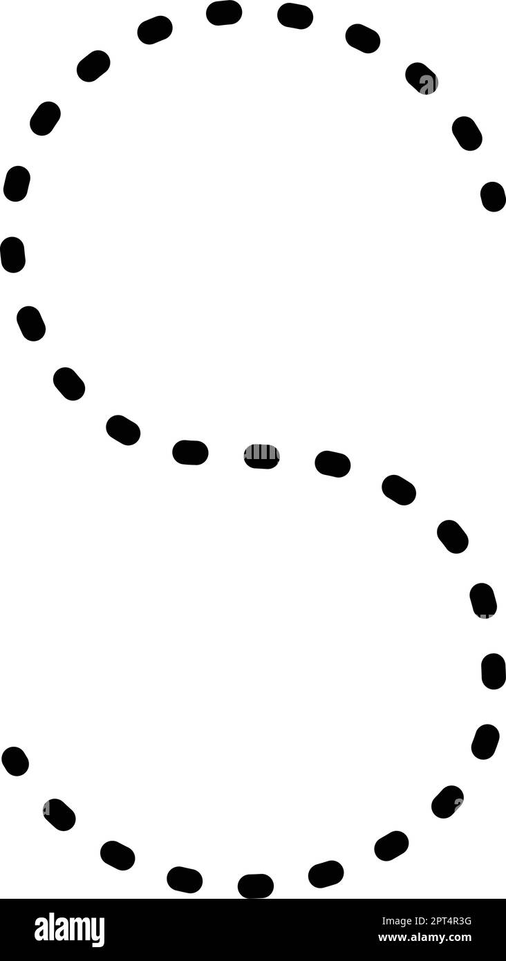 Tracing Alphabet letter S prewriting dotted line element for