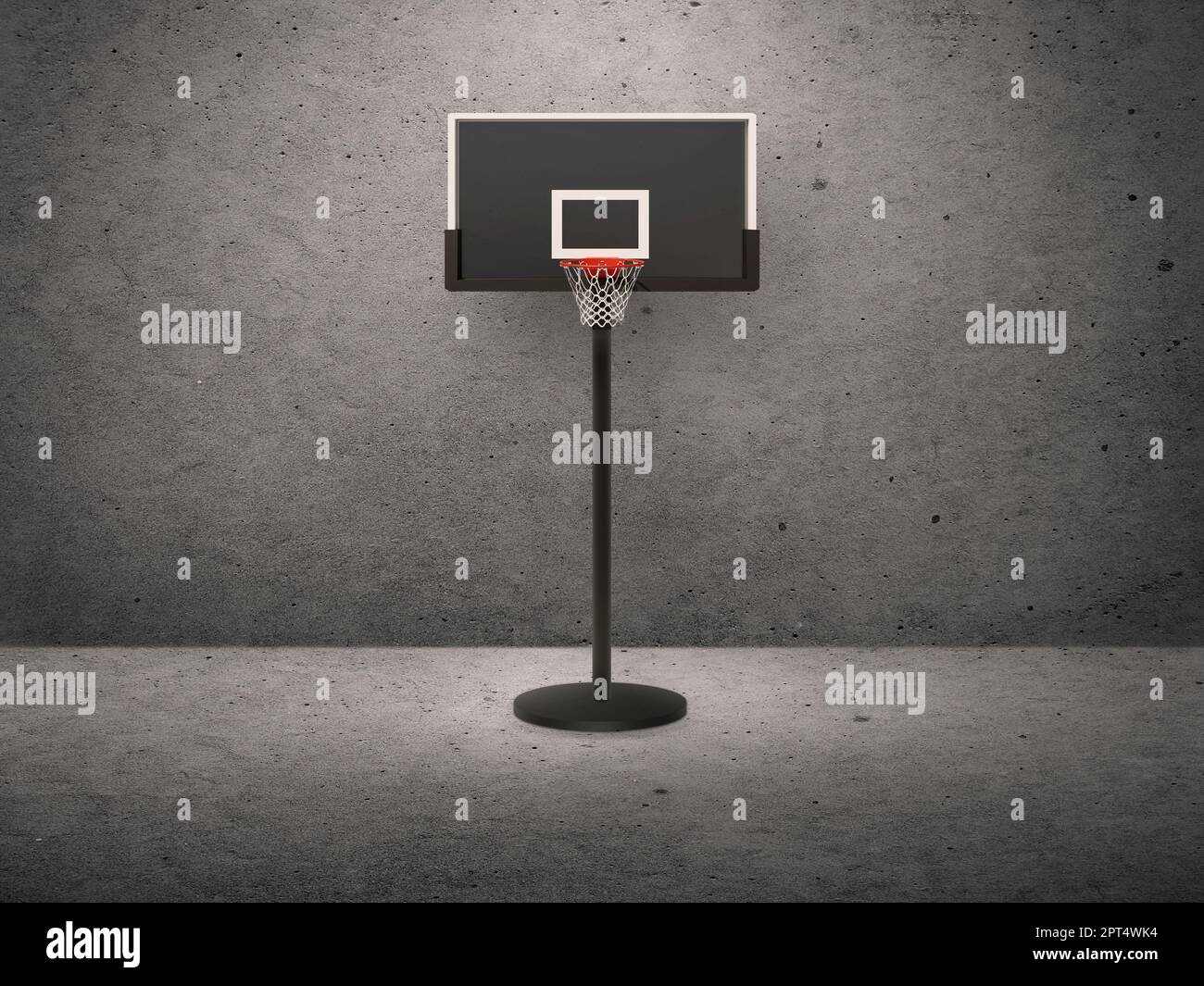 Basketball hoop on cement wall background. 3d render Stock Photo Alamy