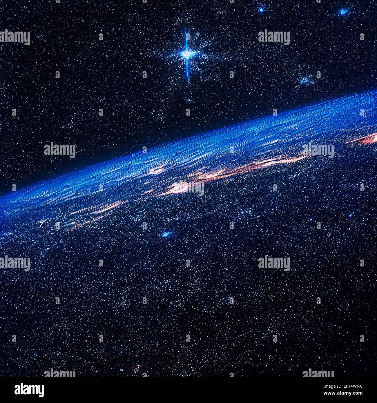 planet earth high from space and amazing starry sky Stock Photo - Alamy
