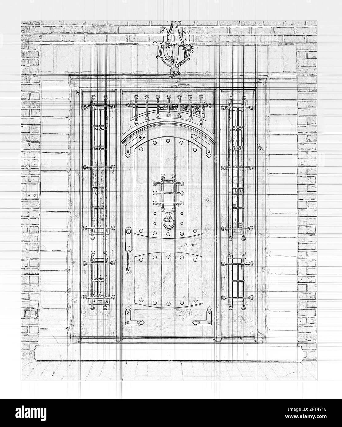 Pencil drawing doorway Black and White Stock Photos & Images - Alamy