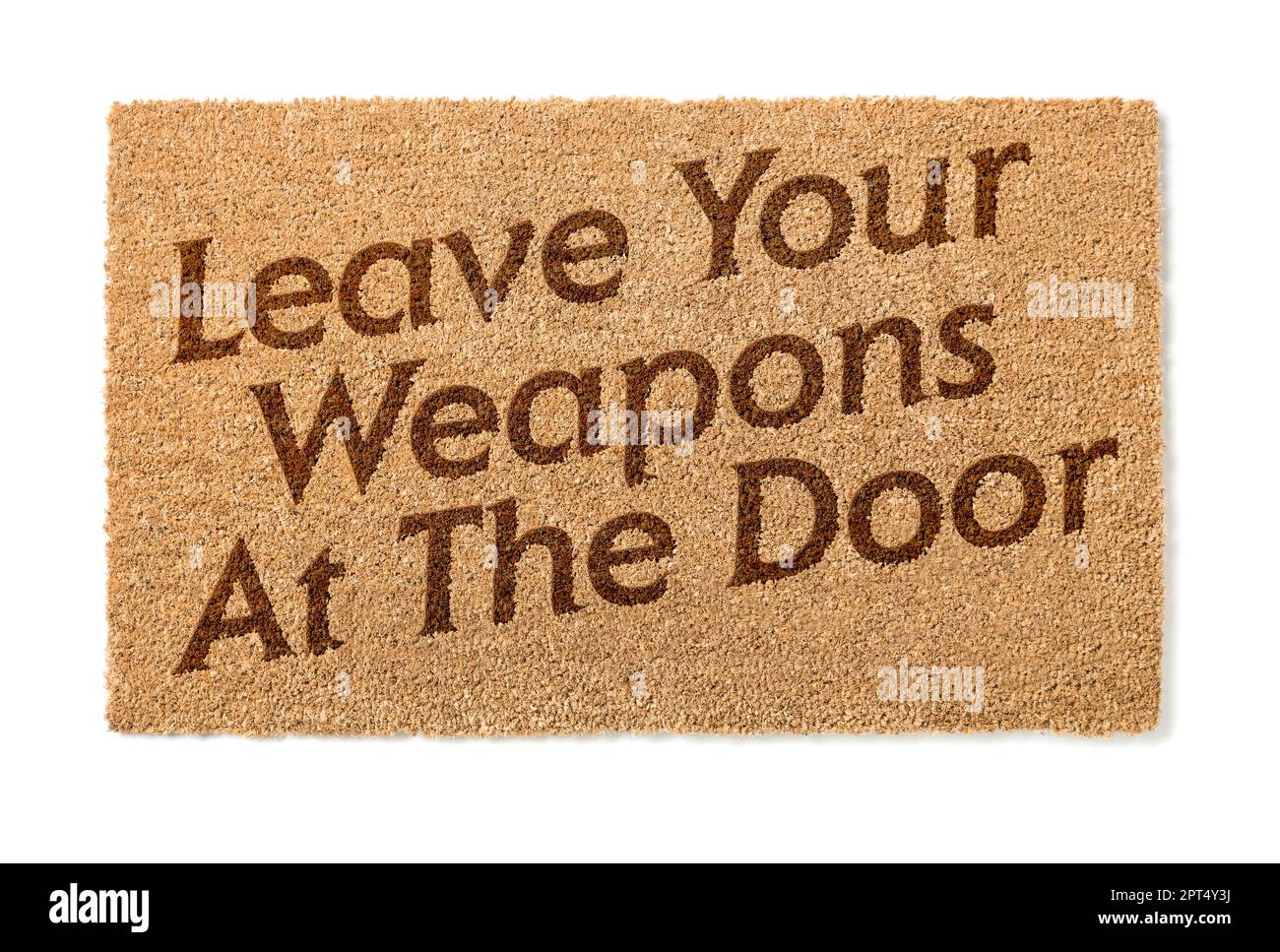 Leave Your Weapons At The Door Mat Isolated On A White