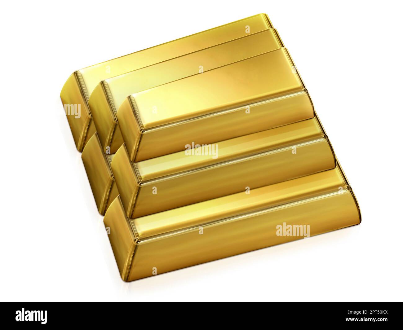 Gold bars is on white background 3D rendering Stock Photo - Alamy