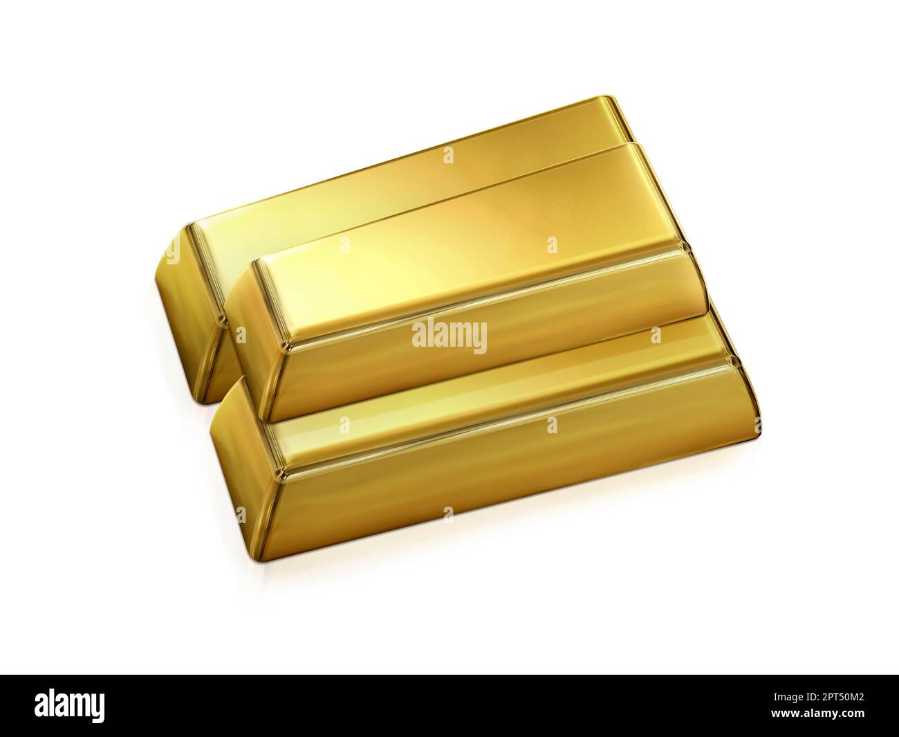 Gold bars is on white background 3D rendering Stock Photo - Alamy