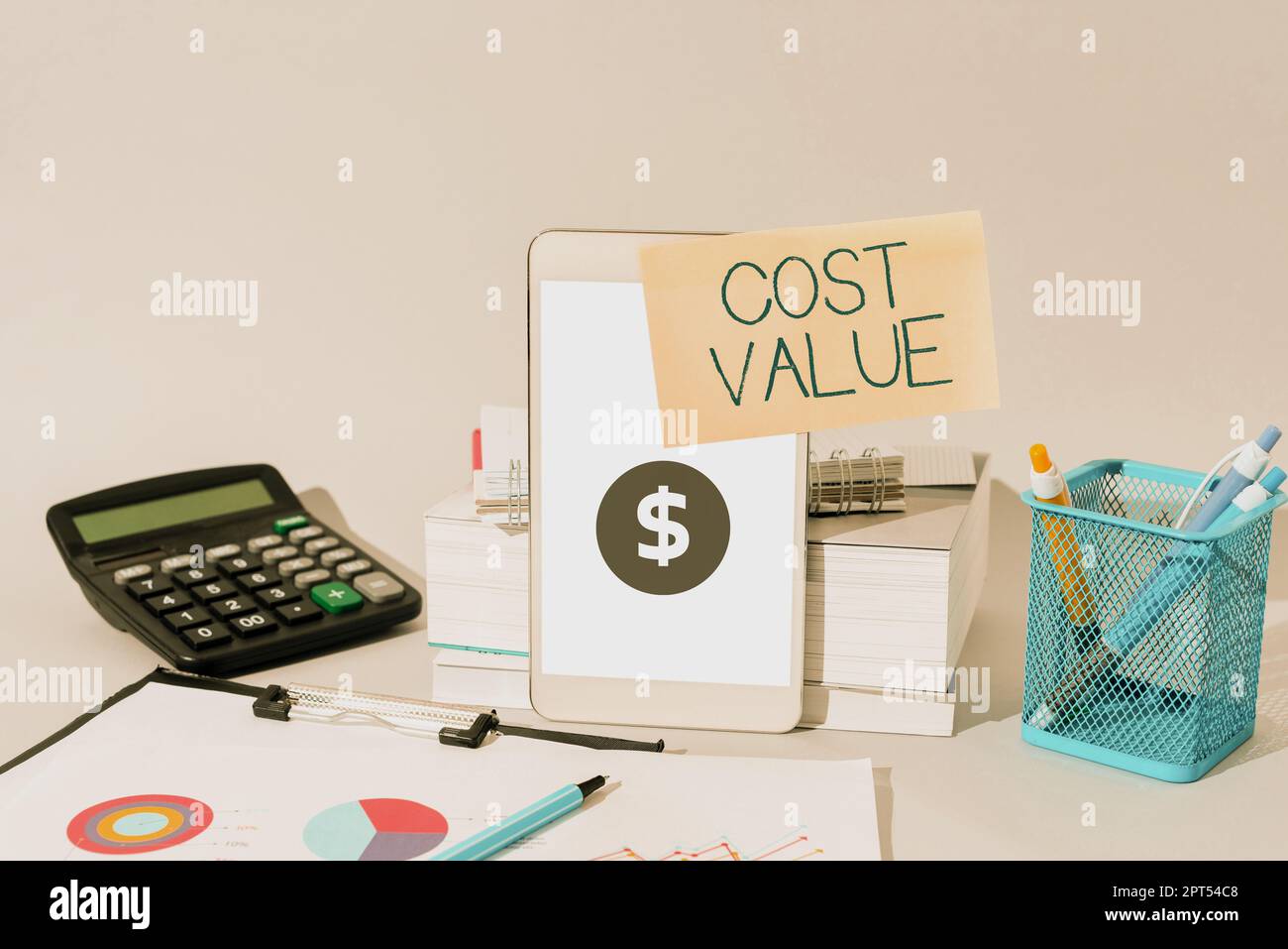 Writing displaying text Cost Value, Conceptual photo The amount that usualy paid for a item you buy or hiring a person Stock Photo