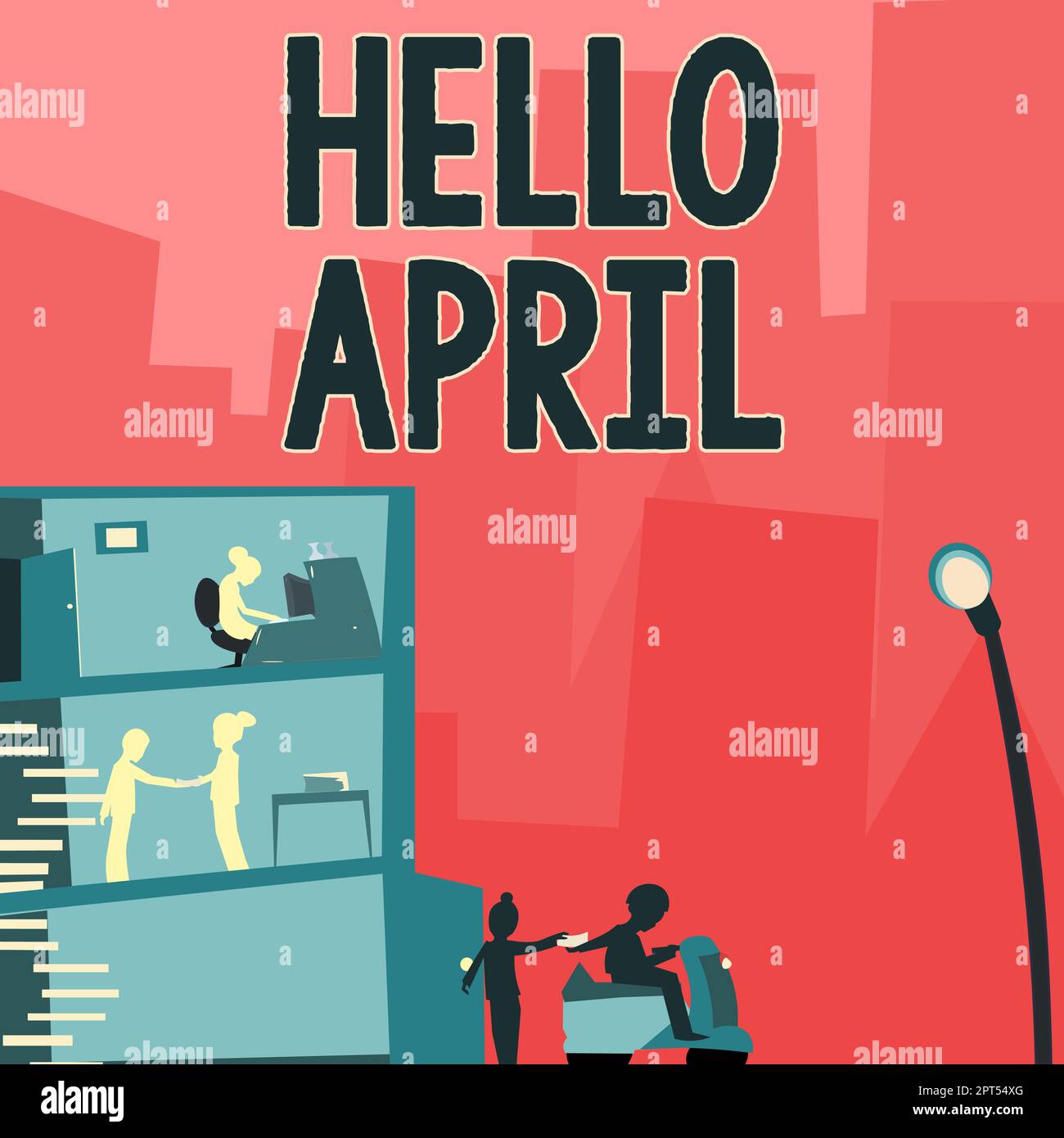 Hand writing sign Hello April, Internet Concept a greeting expression ...