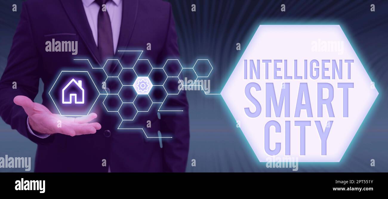 Conceptual caption Intelligent Smart City, Business concept Urban ...