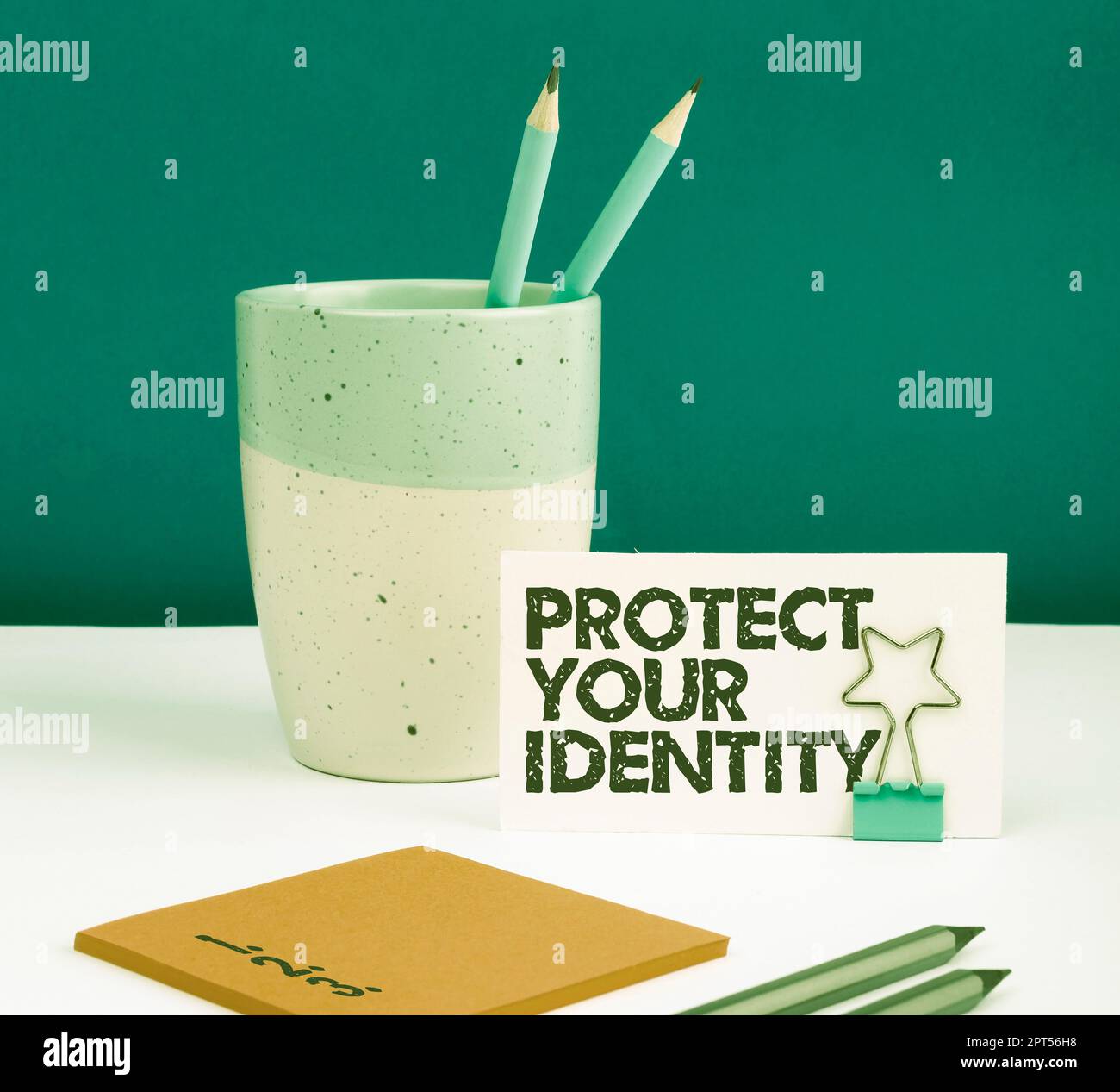 Conceptual caption Protect Your Identity, Word for secure from data breach and information security Stock Photo