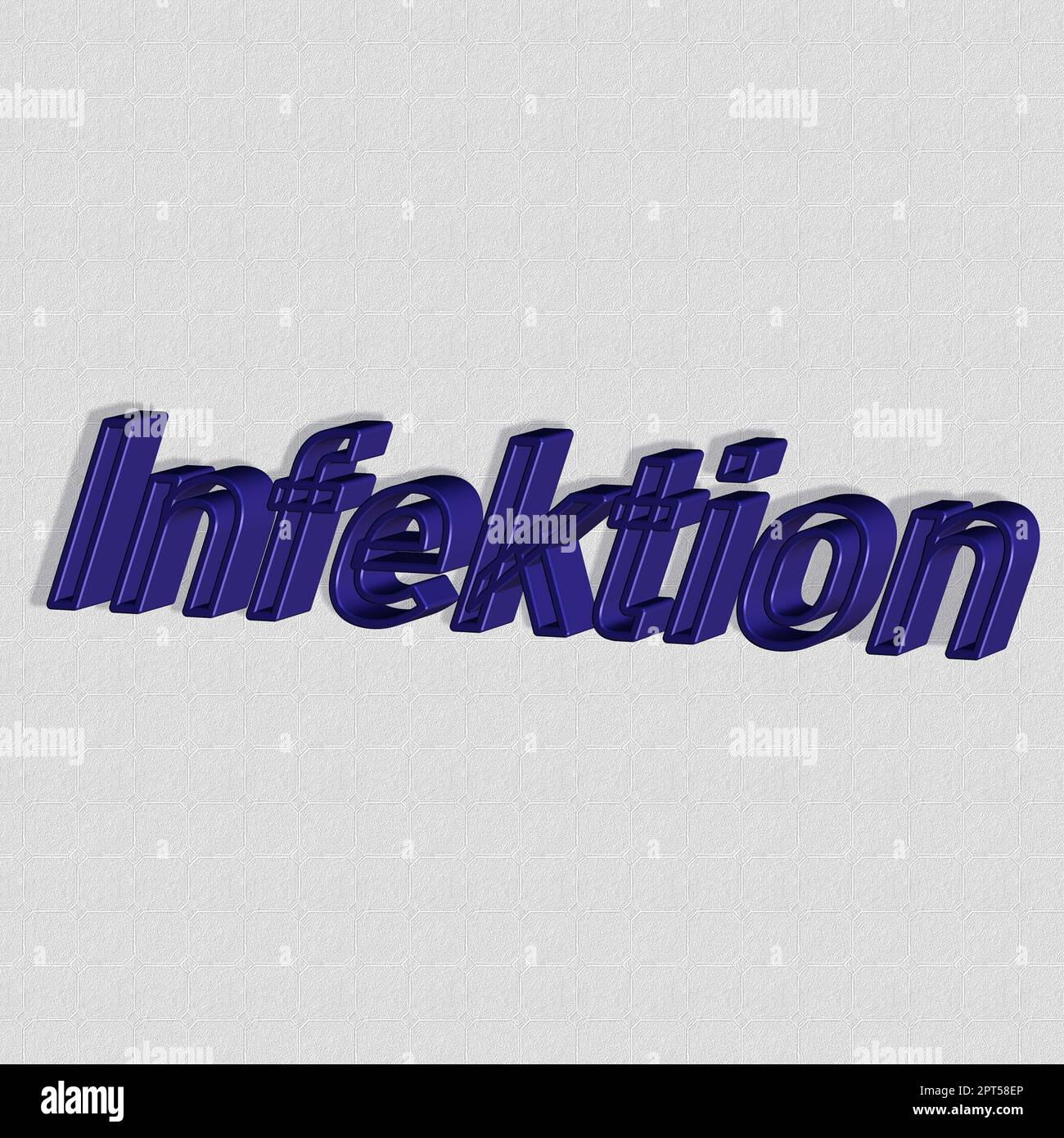 'Infektion' = 'Infection' - word, lettering or text as a 3D illustration, 3D rendering, computer graphics Stock Photo