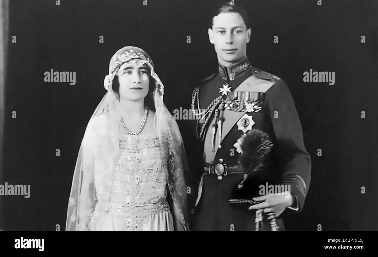 GEORGE VI - then Prince Albert -married Elizabeth Bowes-Lyon 26 April 1923. Stock Photo