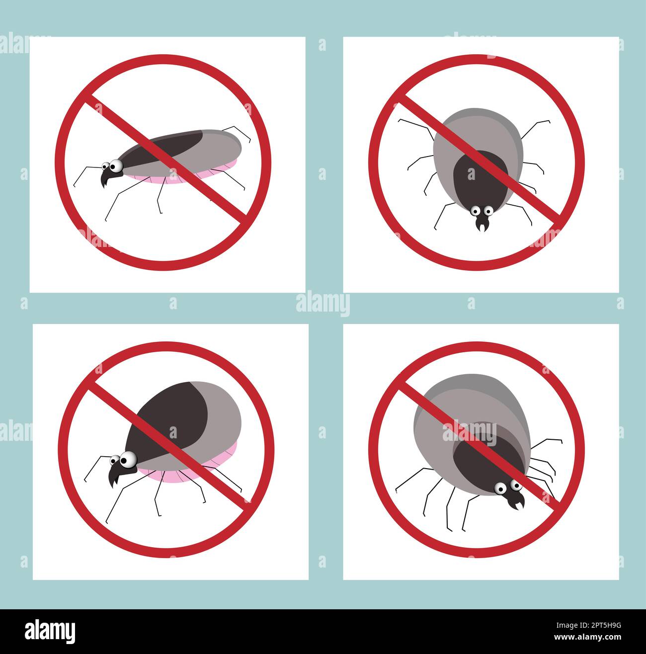Stop Inescts Tick parasite. Blood sucking insect. STOP MIT. Sign against insects ...