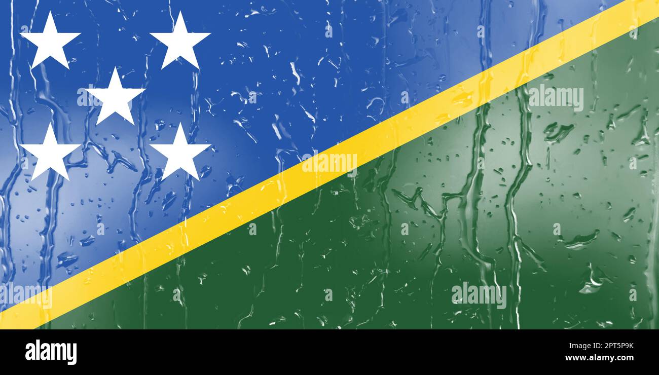 3D Flag of Solomon Islands on a glass with water drop background Stock ...