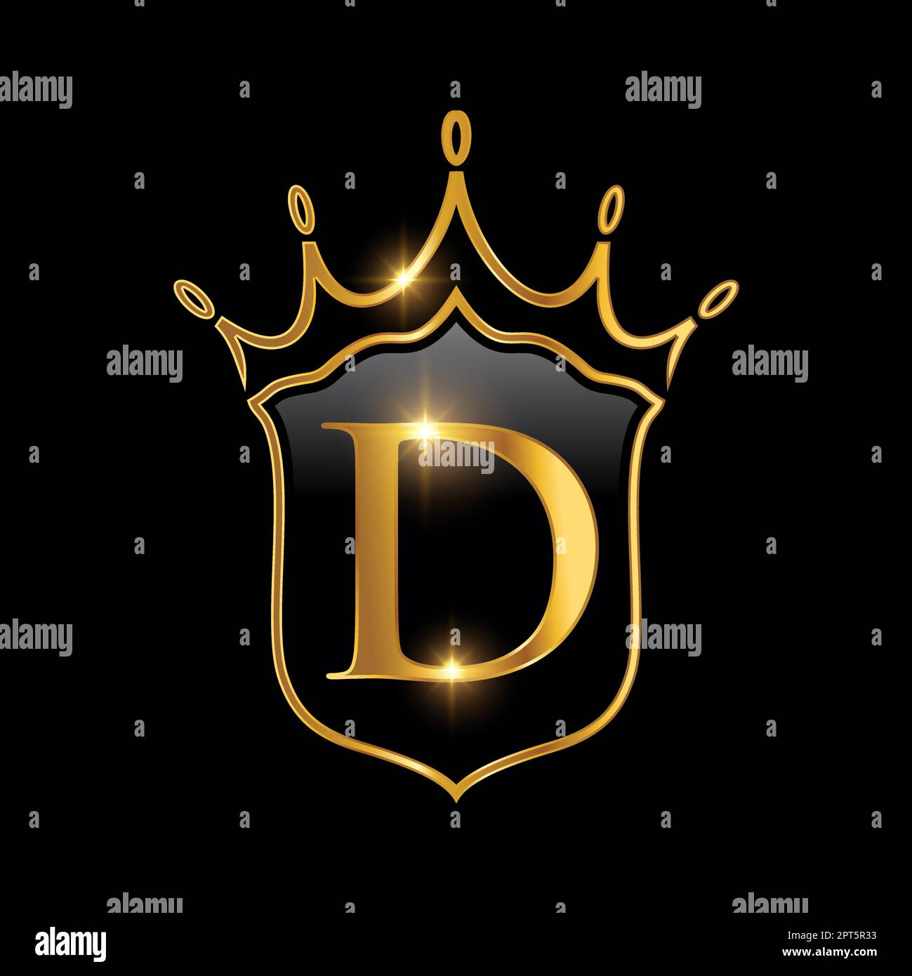 Initial D monogram alphabet with a crown. Royal King queen luxury ...