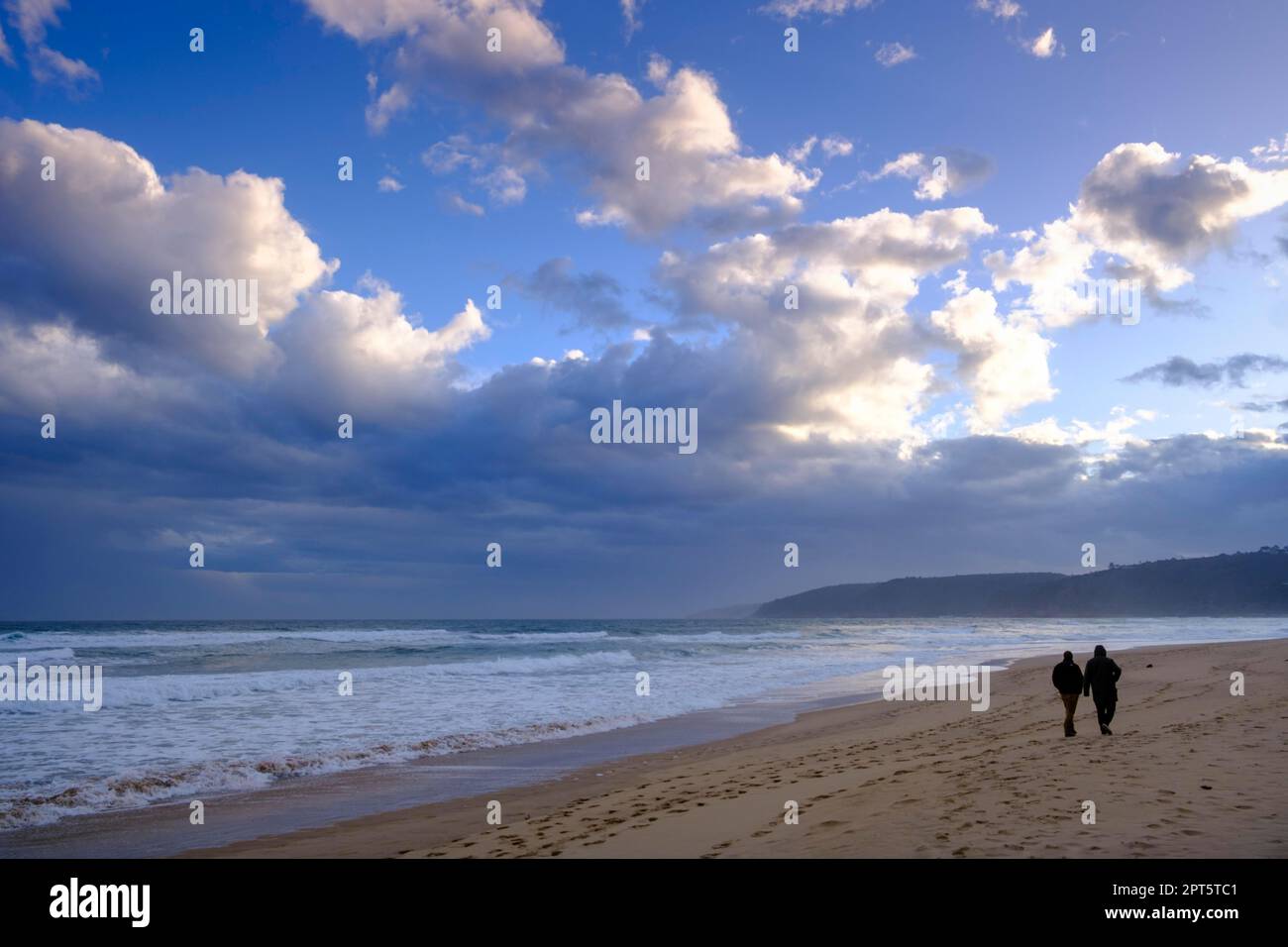 Salinas Beach, dark clouds, storm, Wilderness, Garden Route, Western Cape, South Africa Stock Photo
