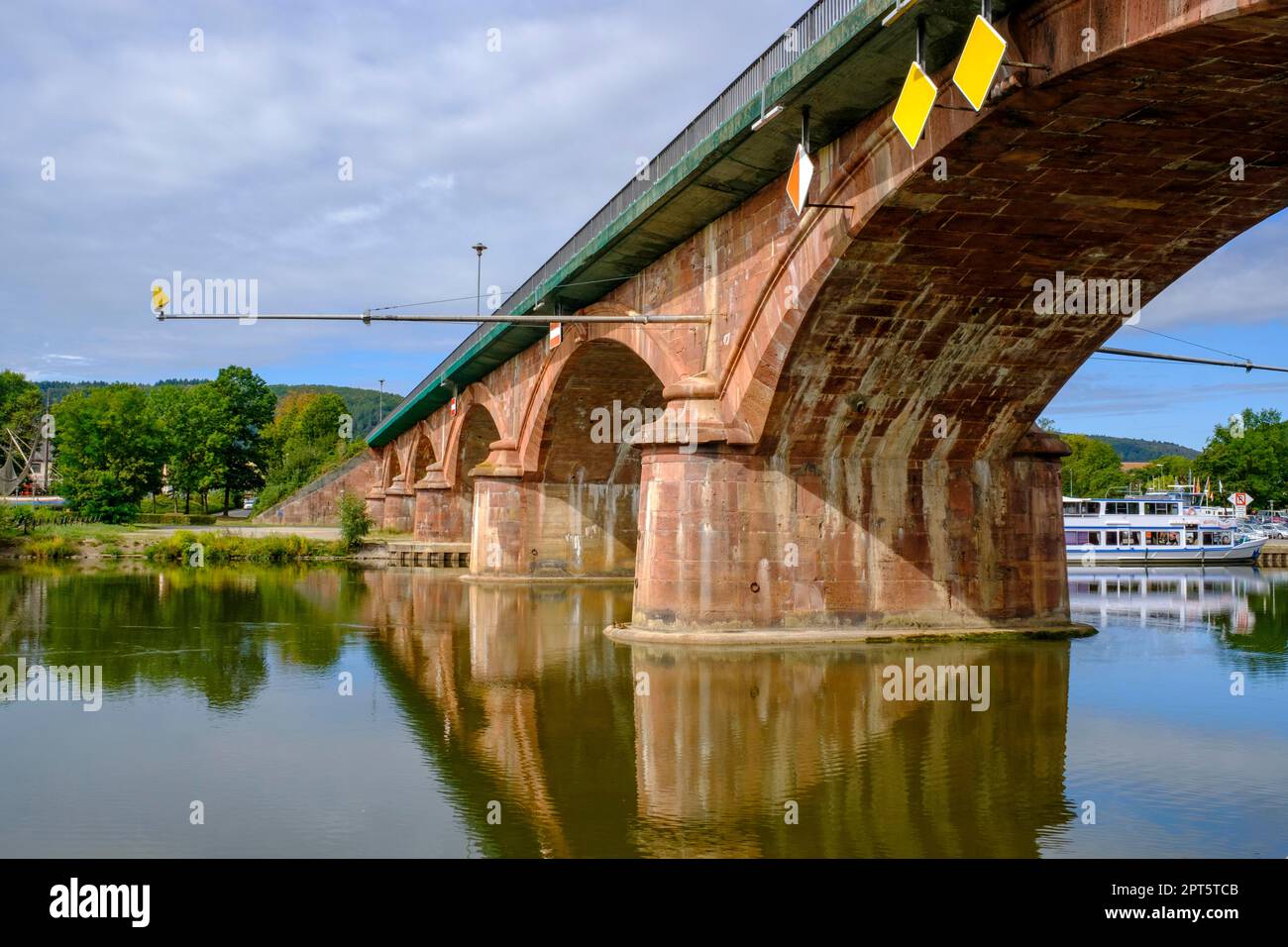 Old Main Bridge with Mainlaende, Lohr am Main, Spessart, Lower Franconia, Bavaria, Germany Stock Photo
