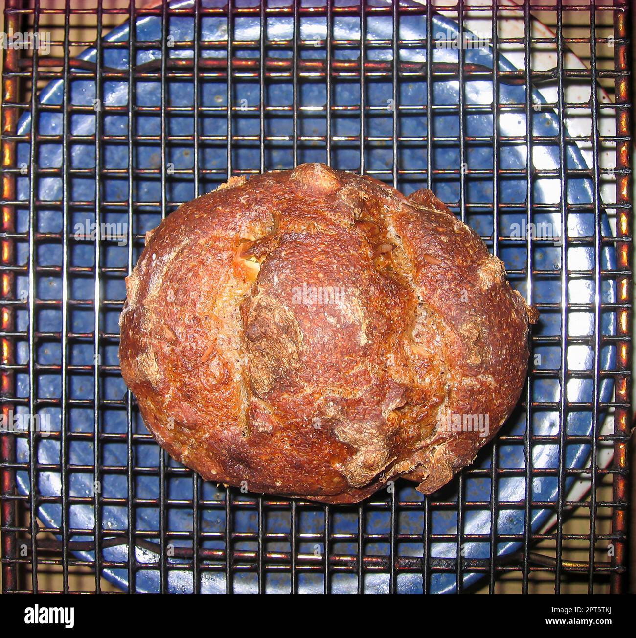A loaf of homemade bread in a kitchen in New York on Friday, April 7