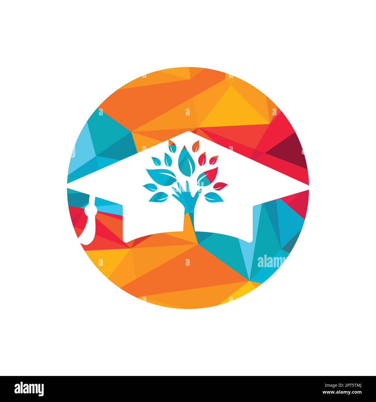 Education insurance and support logo concept. Graduation cap and hand ...