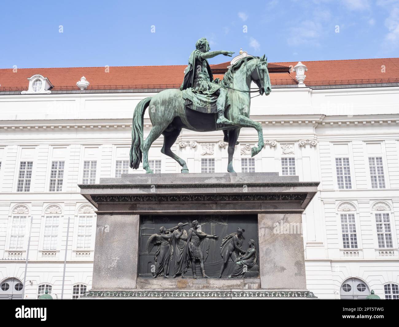 Equestrian statue of Emperor Joseph II, made by Franz Anton Zauner, Josefsplatz, Vienna, Austria Stock Photo