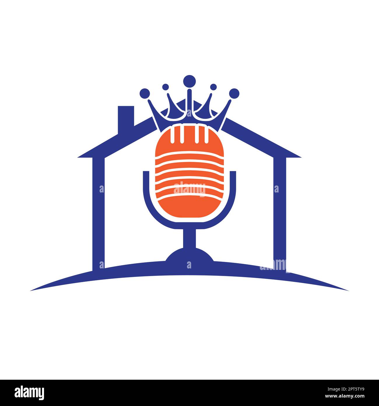 Podcast king vector logo design. King music logo design concept Stock