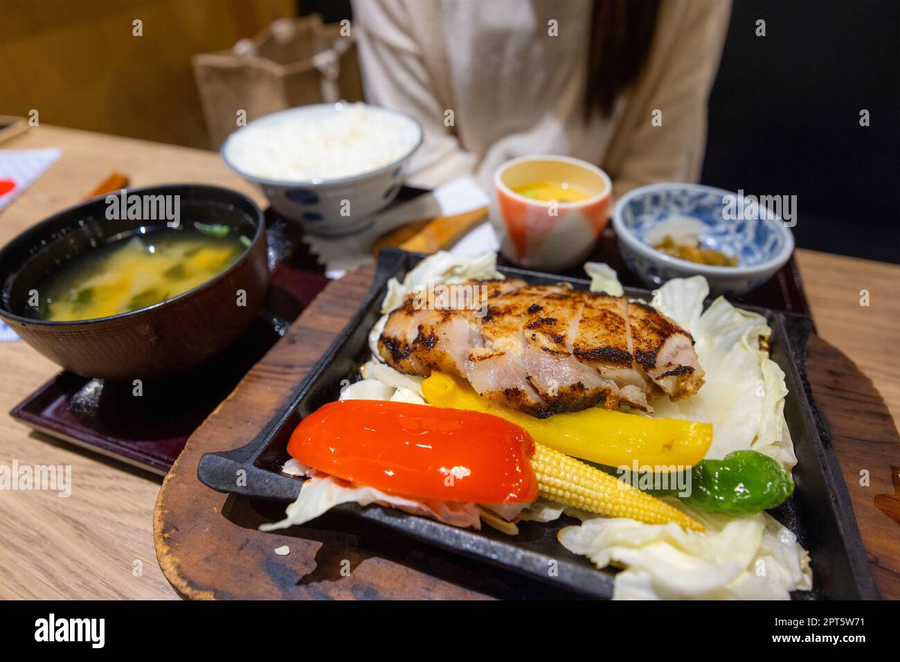 Teriyaki chicken set in restaurant Stock Photo Alamy