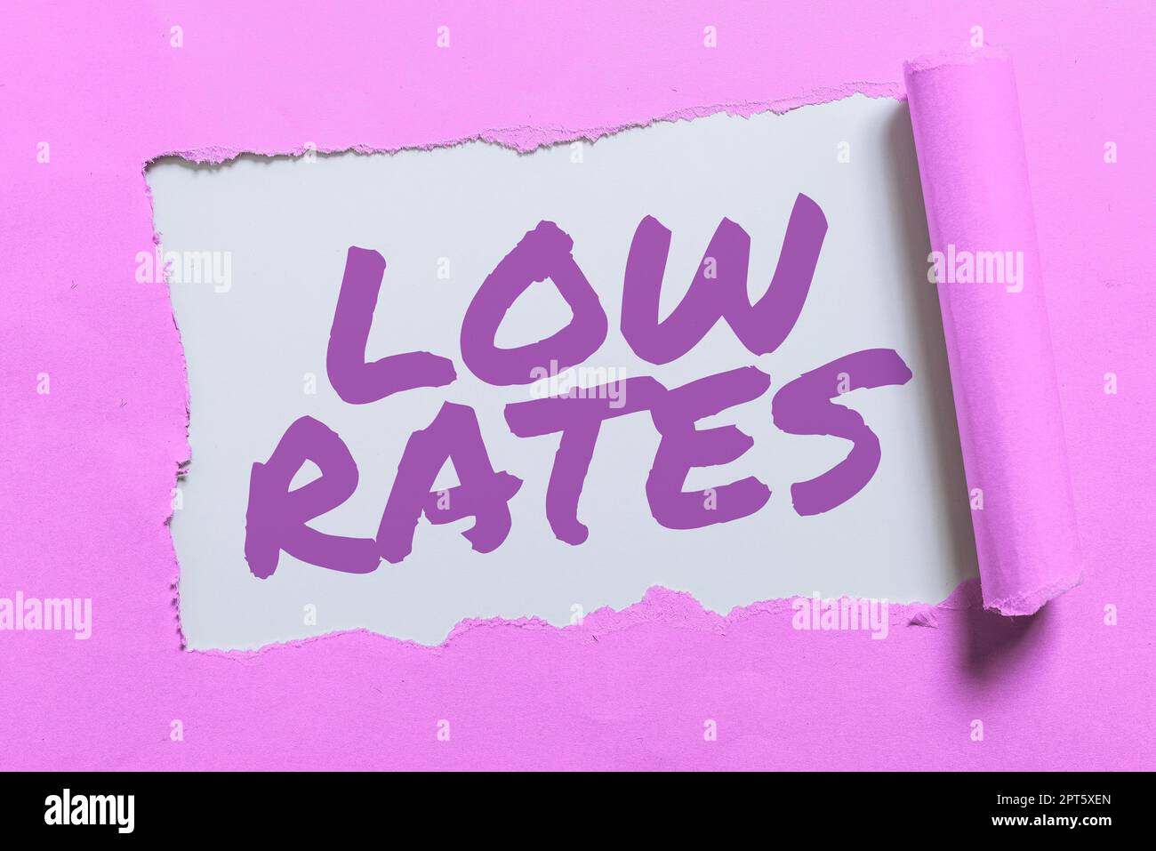 Sign displaying Low Rates, Concept meaning A cost of an item or service which is usualy at its 