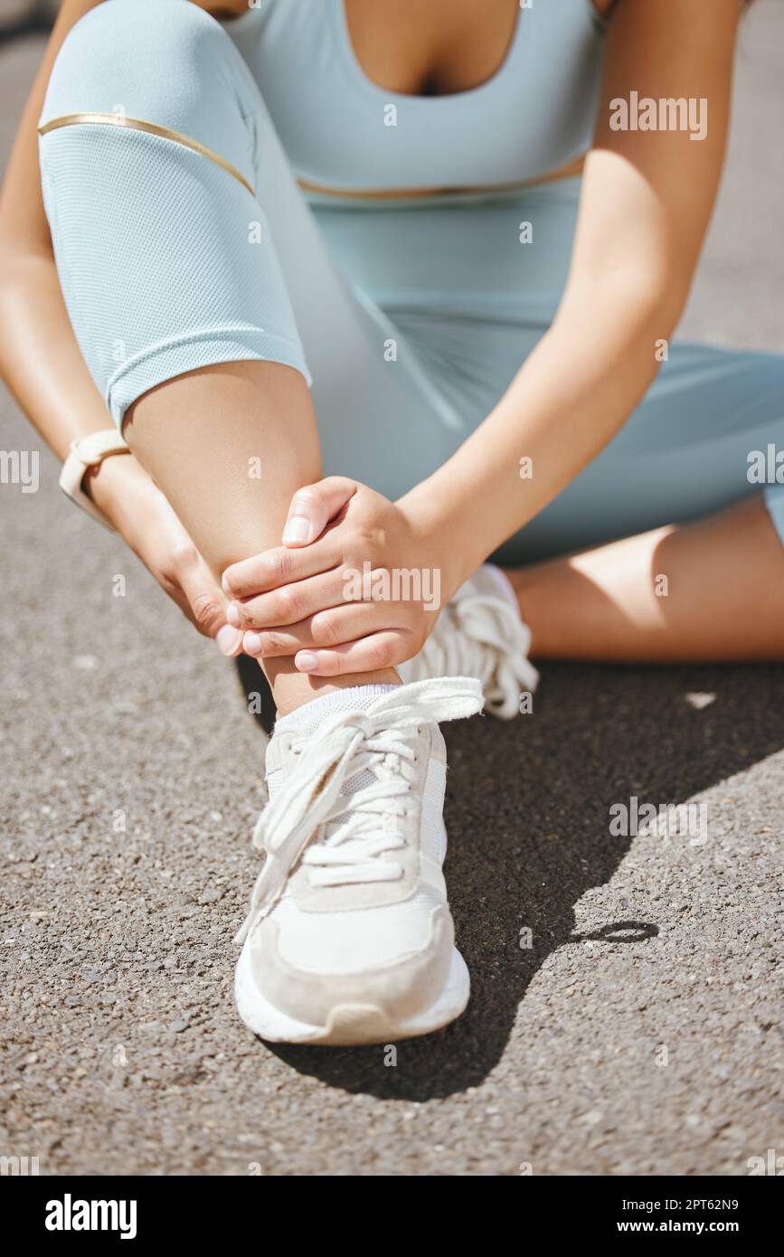 Sports, injury and fitness ankle pain during exercise, running and