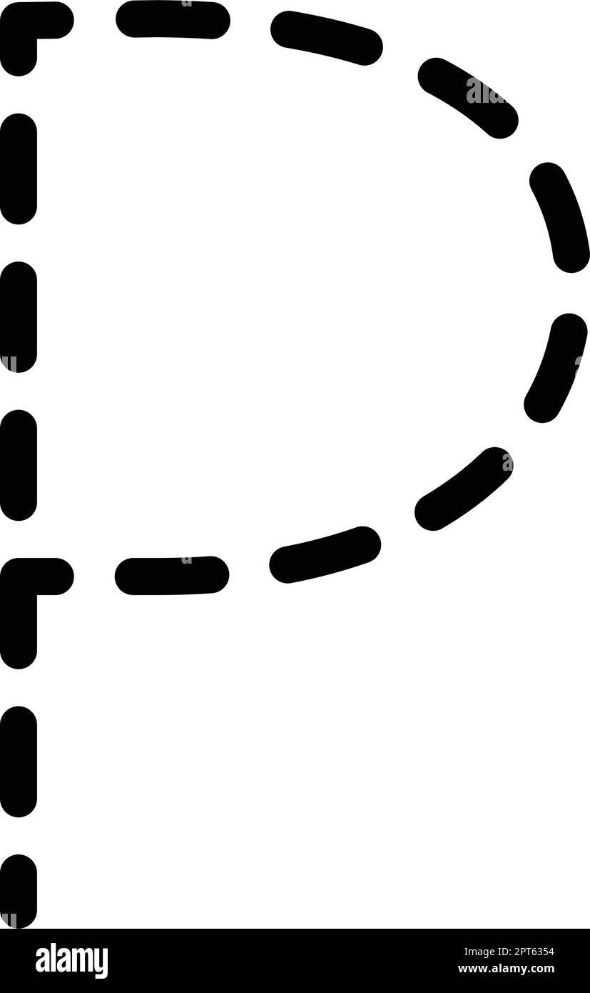 Tracing Alphabet letter P prewriting dotted line element for