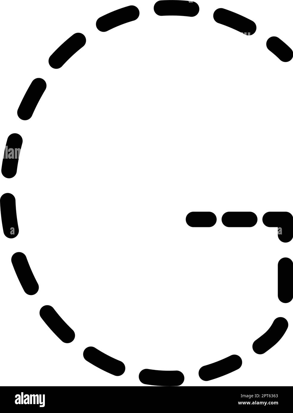 Tracing Alphabet letter G prewriting dotted line element for